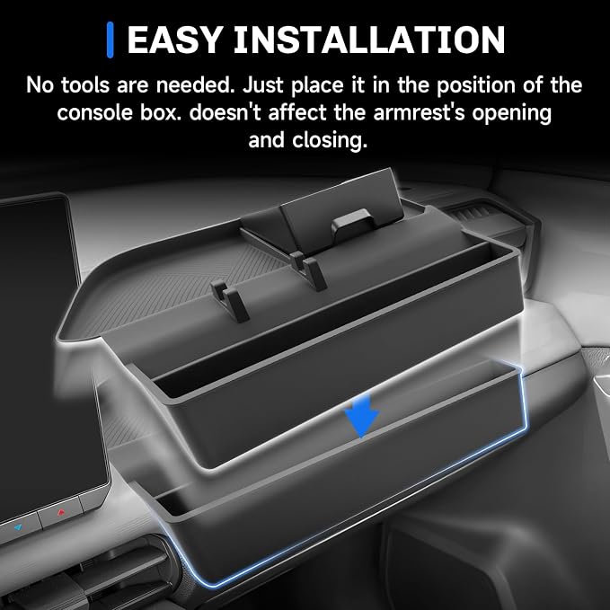 SXCY for 2026 Toyota RAV4 Center Console Organizer Passenger Side Tray Multifunctional Storage 2026 RAV4 Accessories for 2026 Toyota RAV4 Interior Console Acccessories with Drawer and Phone Stand
