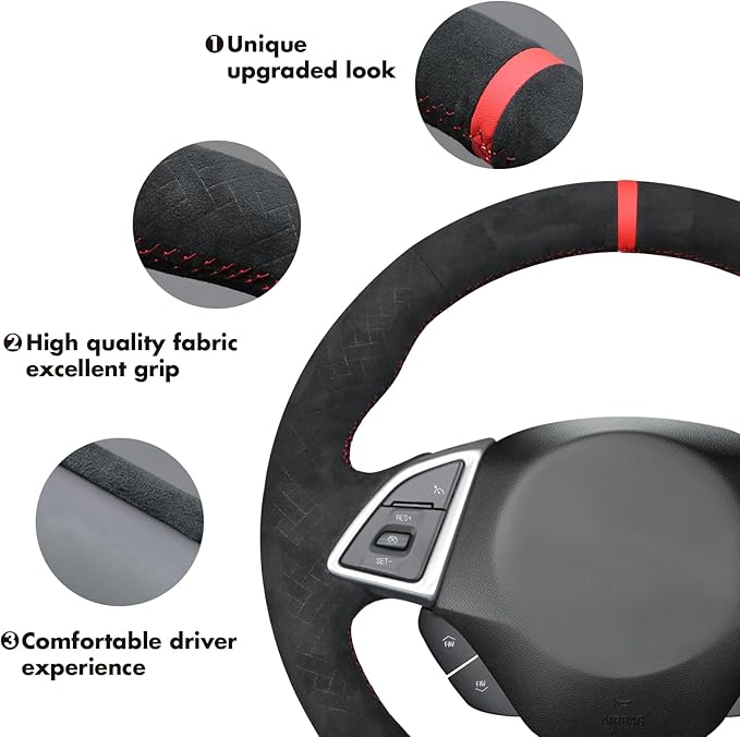 MEWANT for 2022 Camaro Steering Wheel Cover 2016-2024 Hand-Stitched for Chevy Camaro Steering Wheel Wrap