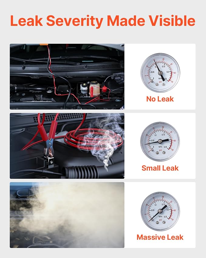 VEVOR Automotive Smoke Machine Leak Detector, DC 12V EVAP Vacuum Diagnostic Tester with Built-in Air Pump & Pressure Gauge, Dual-Mode Pipeline Fuel Detector for Cars, Motorcycles, Trucks, Boats, ATVs