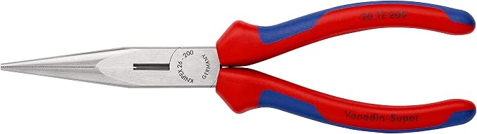 KNIPEX Tools Long Nose Pliers with Cutter (2612200) and High Leverage Angled Diagonal Cutter (74 22 200) Bundle, 8 inches