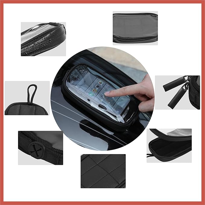 ACROPIX Universal 7'' Magnetic Tank Bag with Headphone Hole PU Leather Waterproof Motorbike Saddlebag for Motorcycle Car Parts