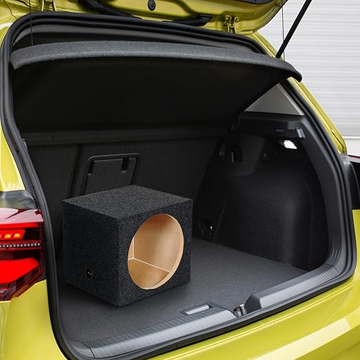 Q Power 12 Inch Heavy-Duty Single Sealed Carpet Covered Durable Car Audio Vehicle Subwoofer Enclosure Woofer Box, Charcoal Gray