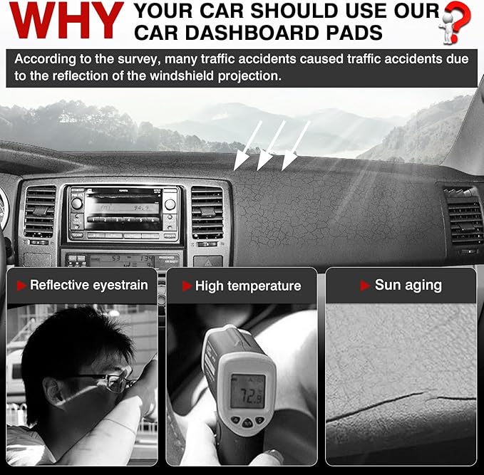 Autorder Dashboard Cover Mat for Toyota 4Runner 2003 2004 2005 2006 2007 2008 2009 Accessories Dash Cover Upgrade Velvet Dash Mat Sunshade Glare UV Rays Protector (Without Dash Speaker)