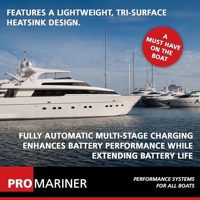 ProMariner 44006 ProSport HD Waterproof Marine Battery Charger, 6 Amp, 1 Bank