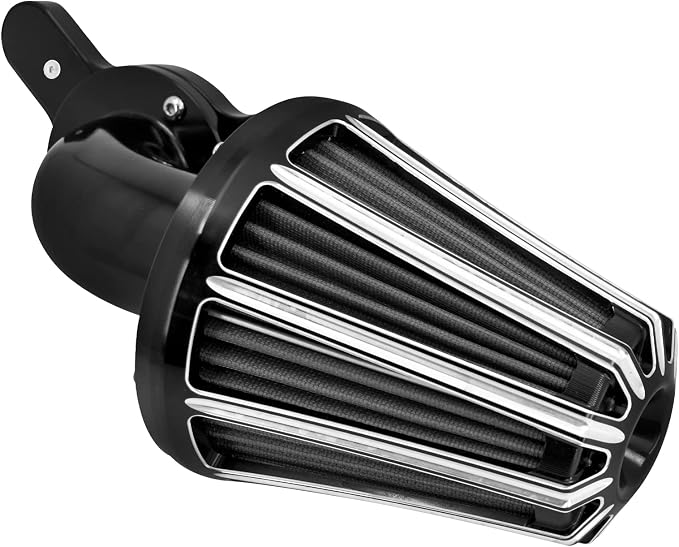 Air Cleaner Filter 90° Forward-Facing Intake Kit CNC Fit for Harley Touring Softail Dyna Sportster XL (Black Housing Grey Element, C For Touring 08-16,Softail 16-17,Trike 08-16)