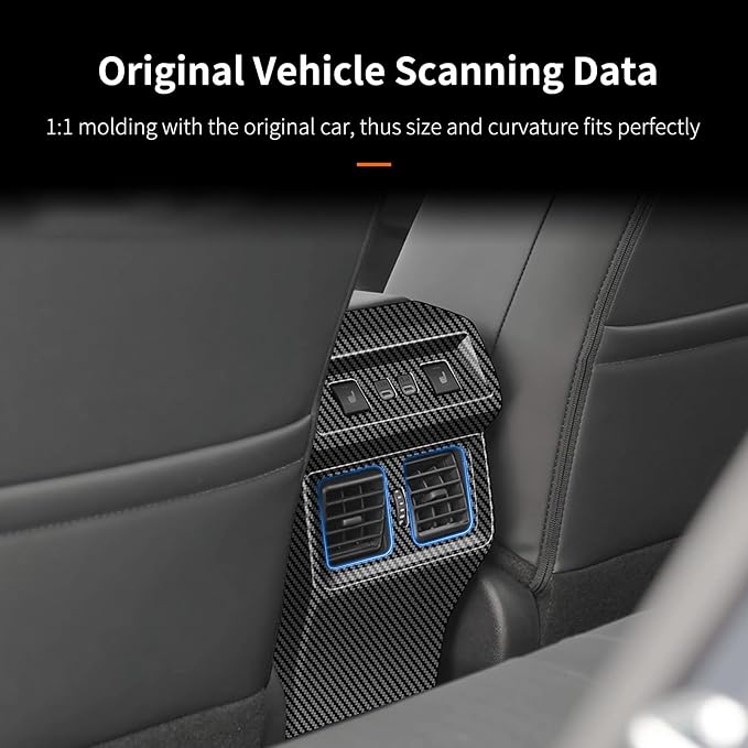 Rear Air Vent Anti-kick Panel Cover Compatible with Toyota RAV4 XLE Premium/SE/XSE/Limited/Woodland 2026+, Rear Air Conditioner Outlet Vent Trim, Back Seat Air Vent Frame for RAV4 2026 (Carbon Fiber)