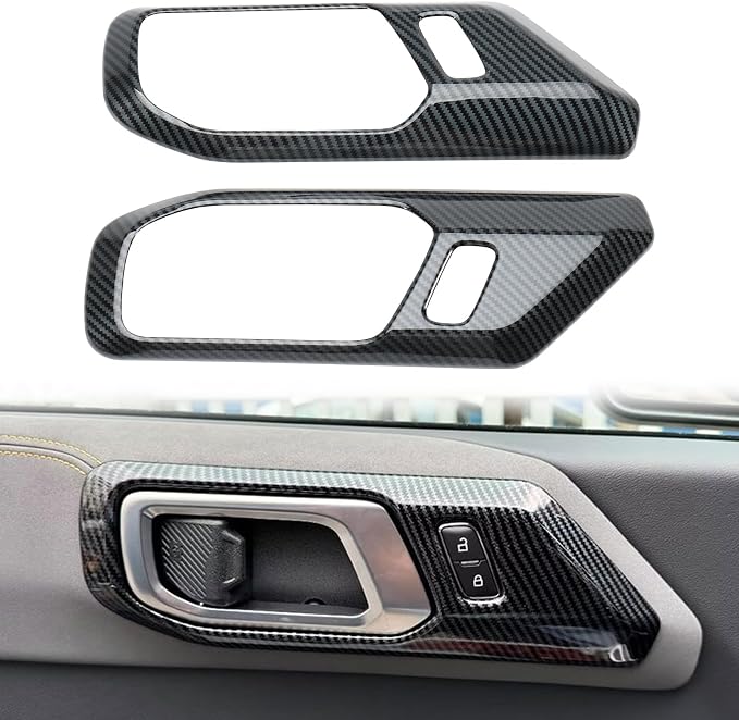 Carbon Fiber Interior Decor Cover Kit Compatible with Ford Bronco 2021-2024, Gear Shift Panel Cover Inner Door Handle Cover Steering Wheel Cover - Not Fit Manual Transmission