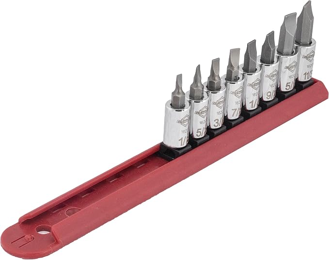 Mayhew Tools 16011 Slotted Socket Bit Set, Chrome Plated, 8-Piece