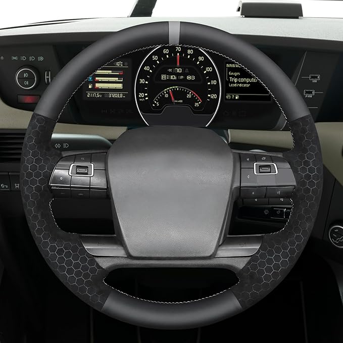MEWANT Hand Sewn Steering Wheel Cover Wrap for Volvo VNL VNR FM FH 2017-2025 Steering Wheel Accessories for Volvo FM