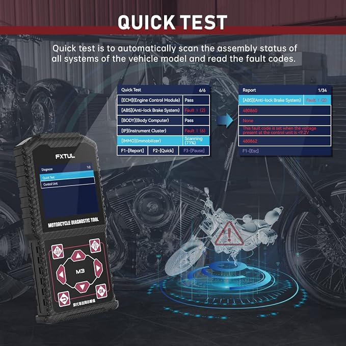 M3-C Motorcycle Diagnostic Tool for Suzuki Vespa Euro 5 | Full-System Scanner ECM ABS IMMO, Live Data, Actuation Test, Fault Code Reader, Throttle Learning, Idle Adjustment