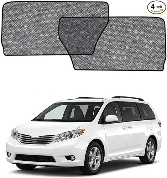 Car Window Shade for Toyota Sienna 2013-2018,2 Pack UV & Glare Protection, Breathable Privacy Screen, Insect & Bug Blocker Magnetic Mesh Side Rear Sun Shades for Baby Camping, Napping & Travel