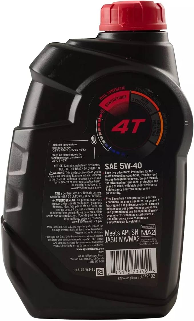 BRP OEM XPS 4T 5W-40 Synthetic Oil, 9779133, 9779492