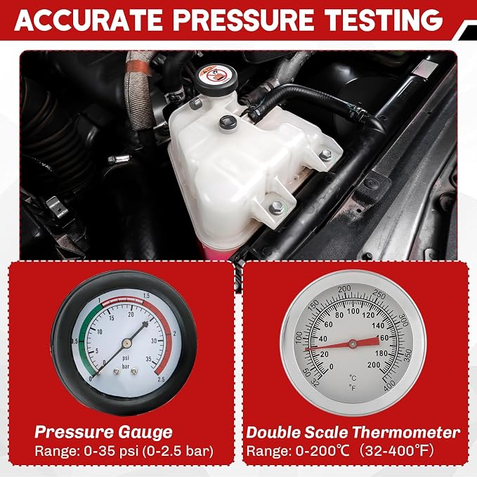 18PCS Radiator Pump Pressure Tester Kit | Coolant Pressure Tester Kit Cooling System Pressure Tester Kit for Automotive Cooling System Water Tank Leakage Detection
