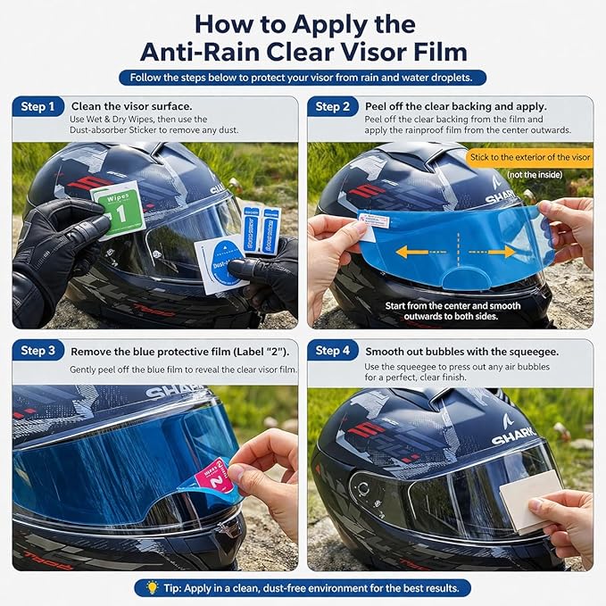 Universal Helmet Visor Anti-Fog Film + Rainproof Film - 2 PCS for Motorcycle Helmet Lens, Alternative to Insert Lens - Ultra HD Shield Films, Anti-Steaming, Safer Rides (Style B)