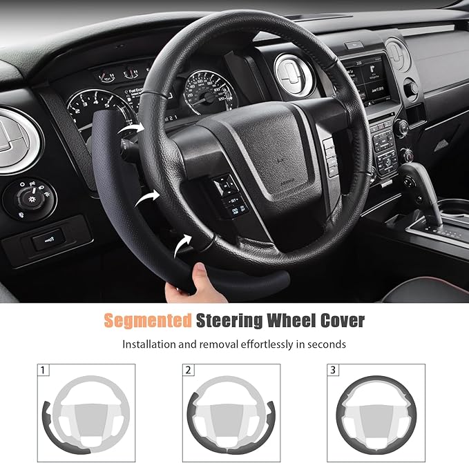 Steering Wheel Cover for Ford F150 2009-2014/Ford Expedition 2015-2017 Custom-fit Car Steering Wheel Cover for Ford Steering Wheel Protector