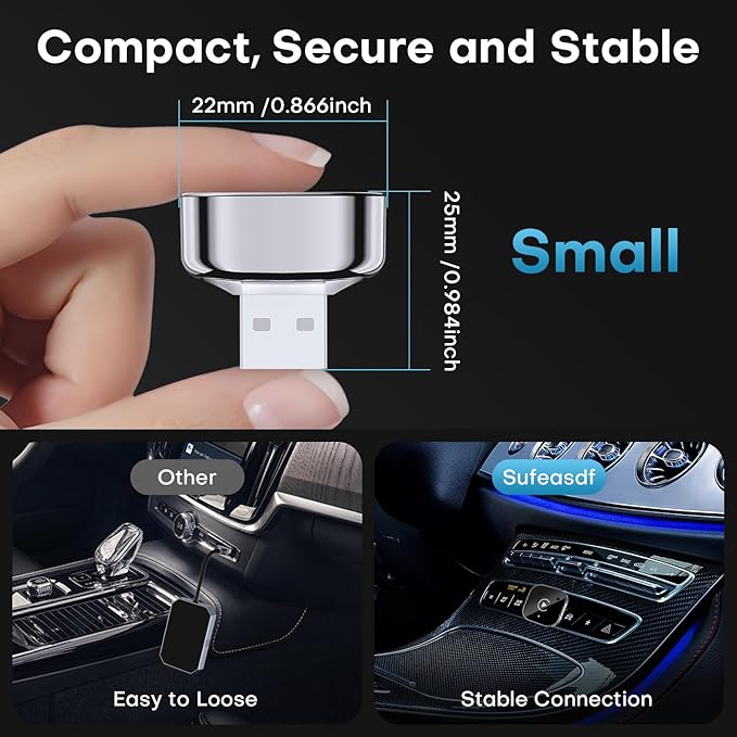 2-in-1 Wireless CarPlay & Android Auto Adapter, Plug & Play CarPlay Dongle Converts Wired to Wireless, Fast Auto-Connect, No Delay, Compact Design for iPhone & Android with USB/USB-C Port(Black)