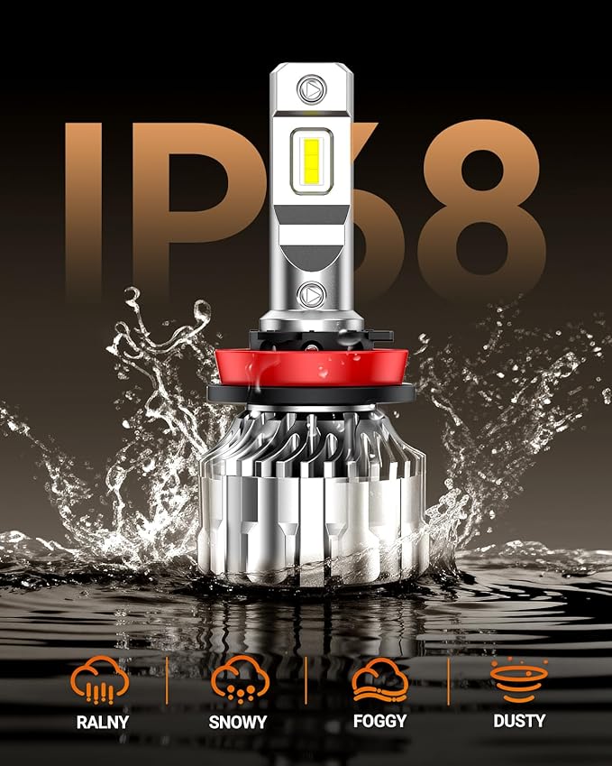 SEALIGHT H11 Driving Bulbs, 46000LM Super Bright Bulbs with 15000RPM Cooling Fan, 6000K Cool White H11 Fog Lights, Plug-N-Play, Pack of 2