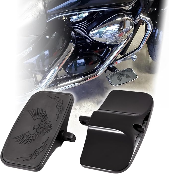 Kinglemc Rear Passenger Footpeg Passenger Peg Floorboard for Harley Dyna Electra Glide Road Electra RoadKing Fatboy Sportster 883 1200 Sportsters Dynas Softails V-Rod (Eagle 7.9 * 4.5", Black)