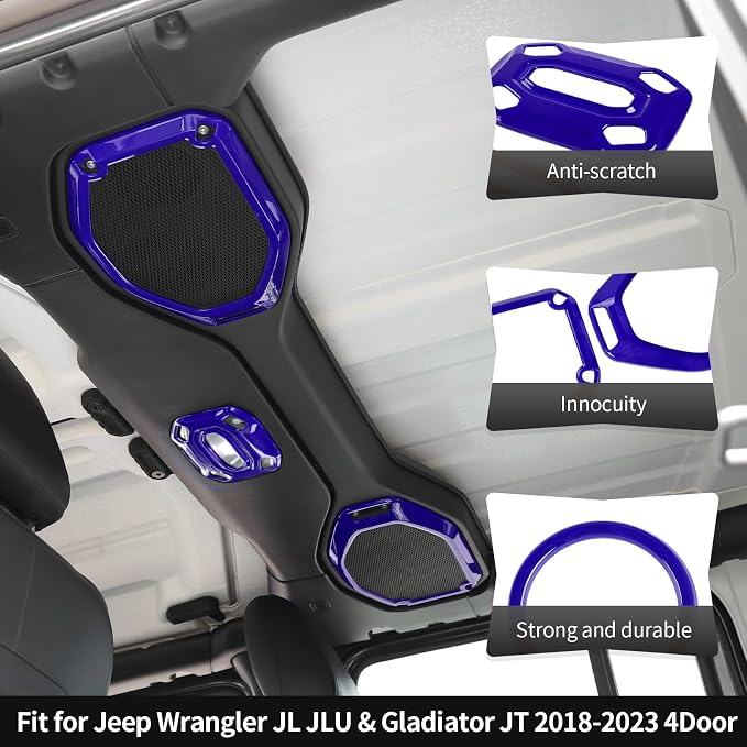 CheroCar Purple 20PCS Interior Trim Kit for Jeep Wrangler JL JLU & JT Gladiator 2018-2023,Dashboard,Steering Button Frame,AC Switch,Roof Speaker,Reading Light,Headlight Switch,Rear Air Vent Trim