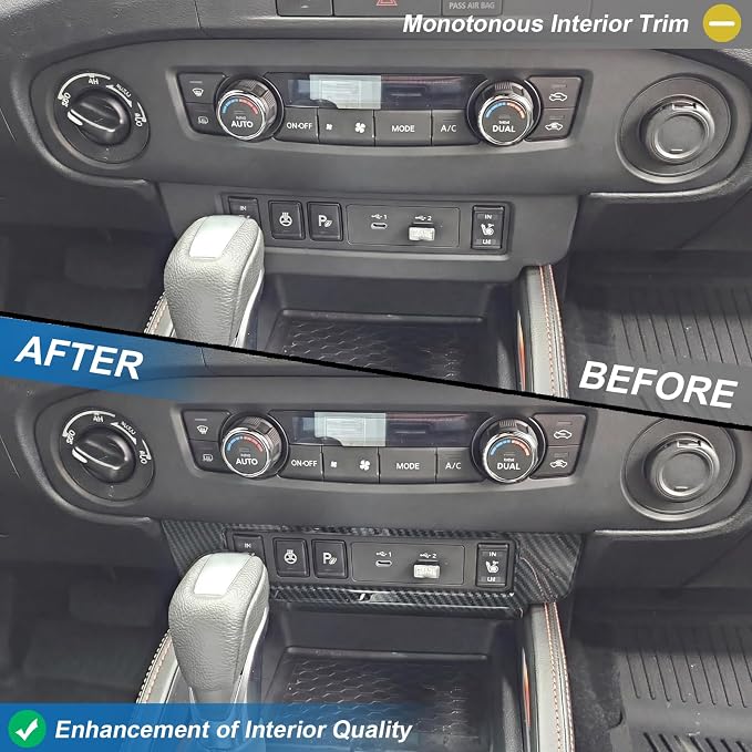 Carbon Fiber Center Console Button USB Panel Cover Compatible with Nissan Frontier 2022-2026