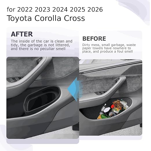 LUWU Car Trash Can for Corolla Cross 2022 2023 2024 2025 2026, Waterproof Silicone Auto Garbage Bin, Portable Door Mount Trash Bin, Interior Accessories for Corolla Cross 2025 2026
