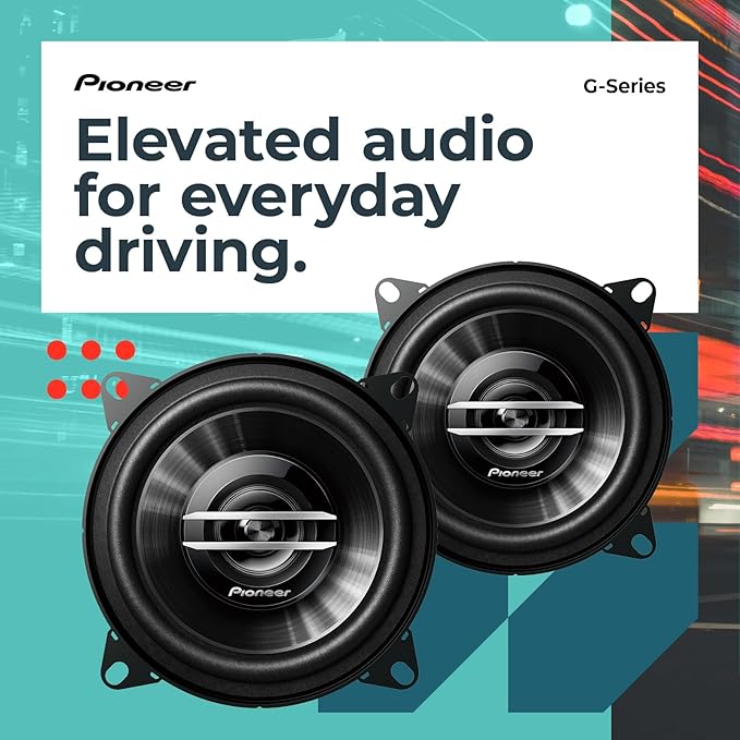 PIONEER G-Series TS-G1020S 4” 2-Way Speakers (Pair) – 210W Max, Crisp Highs + Clear Vocals, Great Stock Replacement, High-Efficiency Speaker Designed for OEM Power