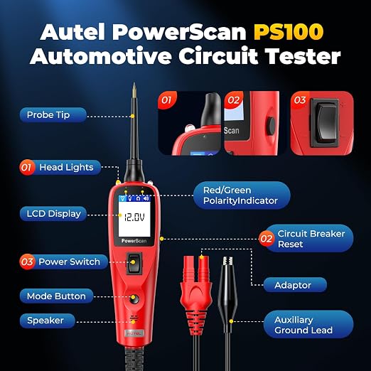 Autel Circuit Tester PowerScan 2026, Automotive Power Circuit Probe Tool, 12-24V Electrical Short Open Circuit Breaker Finder, AC/DC Trailer Relay Tester, 20FT Extension Cable, for 99% Cars