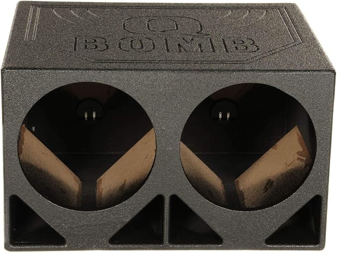 QPower QBOMB12TB-DUAL Dual 12-Inch Triangle Ported Subwoofer Box Enclosure with Durable Bed Liner Spray for Car Audio Systems