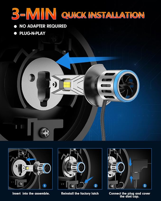 Ursprung 2026 Latest& Brightest 70,000LM H1 Bulbs,1000% Brighter 6500K Cool White H1 fog bulbs,1:1 Mini Size, No Adapter Non-Polarity Plug and Play, Pack of 2