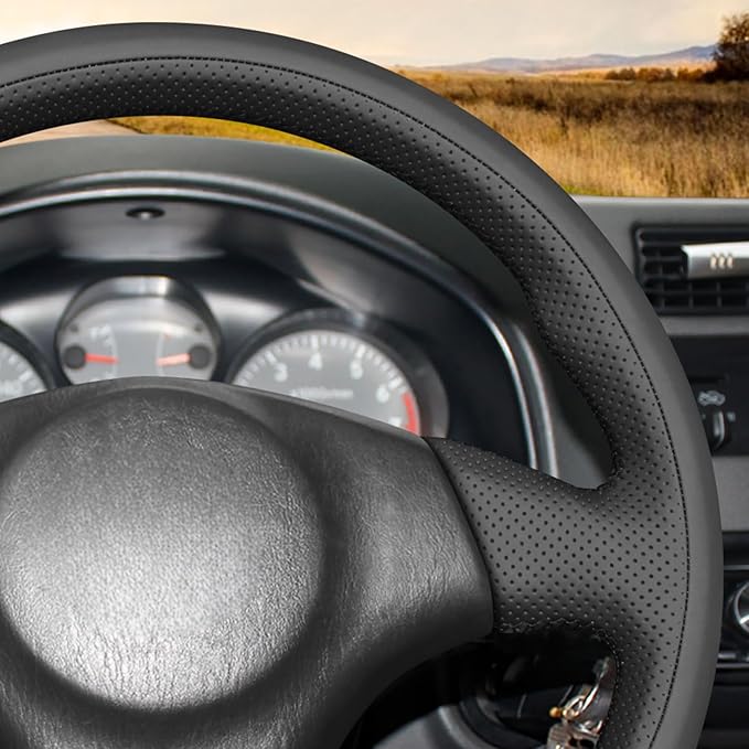 MEWANT Hand Stitch Steering Wheel Cover for Toyota RAV4 1998-2003 / Celica 1999-2006 / Corolla 2003-2008 / Matrix 2002-2008 / MR2 1999-2007 / Supra/Caldina, Custom Fit DIY Wrap Interior Accessories