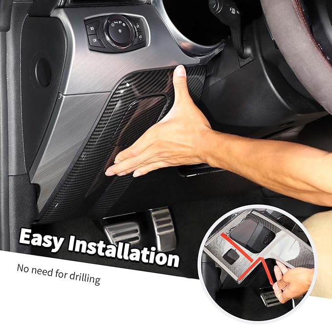 Jimen Compatible with Ford Mustang 2015-2023, 4PCS Center Console Under Panel Cover Trim (Carbon Fiber)
