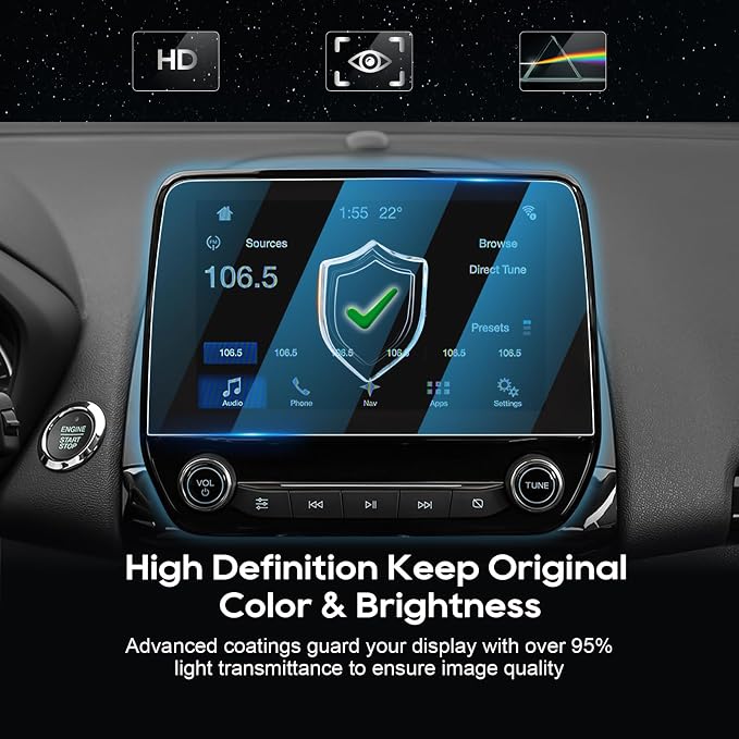 LFOTPP Screen Protector compatible with 2018-2020 2021 Ford EcoSport SYNC 3 8 Inch Tempered Glass 2018-2021 Ford EcoSport Accessories [9H] Infotainment System Screen Center Touchscreen Anti Scratch
