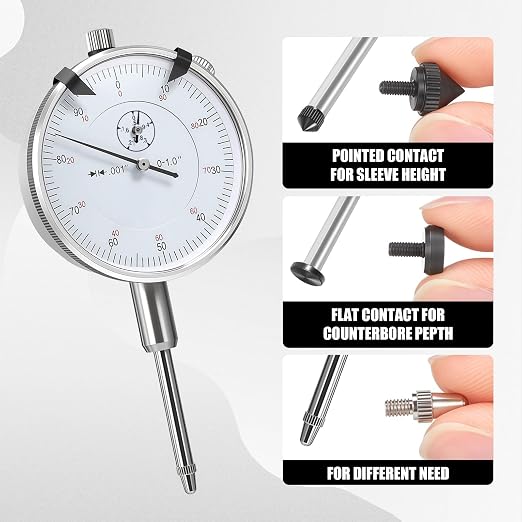 6434 Sleeve Height & Counter Bore Gauge, 0-1" Dial Indicator with 0.001" Graduation, Diesel Engine Cylinder Liner Height & Counterbore Depth Measuring Tool for Caterpillar Cummins Detroit Diesel