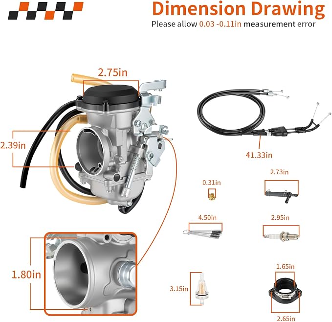 Carburetor Assembly + Throttle Cable w/Intake Manifold For Kawasaki KLR 650 KLR650 2008-2018 (All Edition) 15004-0073 15003-0118 15004-0050