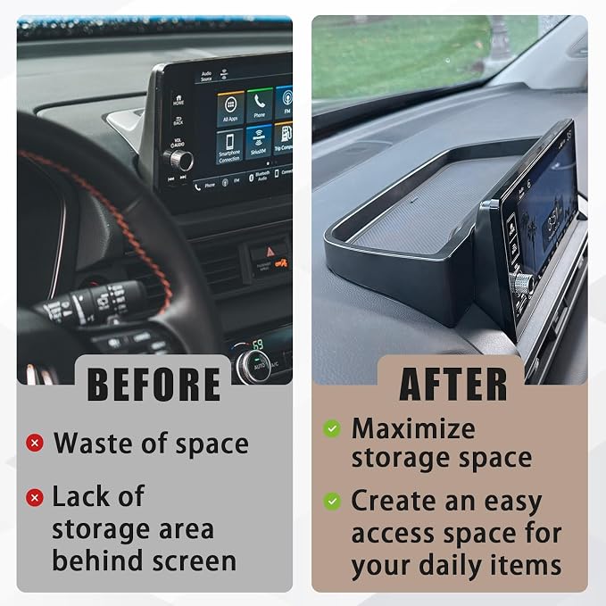 Muslogy Dash Storage Tray (for 9-in Screen Only) Insert Behind Screen Center Console Organizer Interior Accessories Compatible with Honda Pilot 2023-2025 EX-L Touring Elite(Brown) Won't fit 2026
