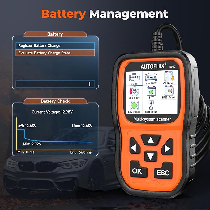 AUTOPHIX 5900P+ Fit for BMW Scanner, All System Diagnostic Scan Tool with Battery Registration Tool for BMW MINI Rolls-Royce Diagnostic Code Reader, Advanced Oil CBS EPB Reset Throttle Matching