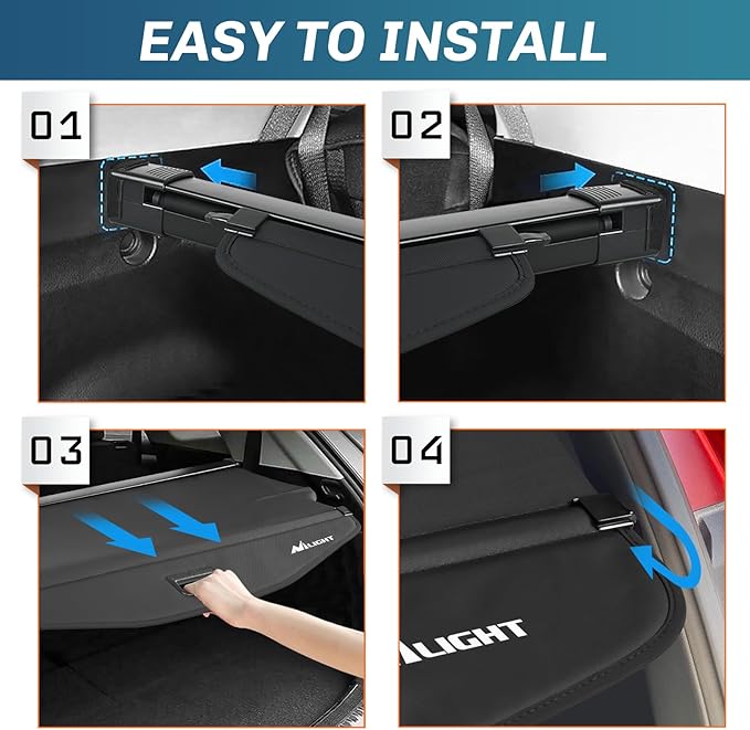 Nilight Trunk Cargo Cover for Chevy Equinox GMC Terrain 2018 2019 2020 2021 2022 2023 2024, Retractable Security Shade Rear Cargo Cover, with Trunk Storage Net