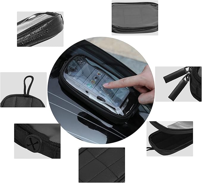 X AUTOHAUX Universal 7'' Magnetic Tank Bag with Headphone Hole PU Leather Waterproof Motorbike Saddlebag for Motorcycle