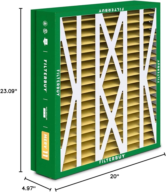 Filterbuy 21x23.5x5 Air Filter MERV 11 Superior Pet & Allergy Defense (1-Pack), Pleated HVAC AC Furnace Filters for Trane Perfect Fit & American Standard (Actual Size: 20.00 x 23.09 x 4.97)