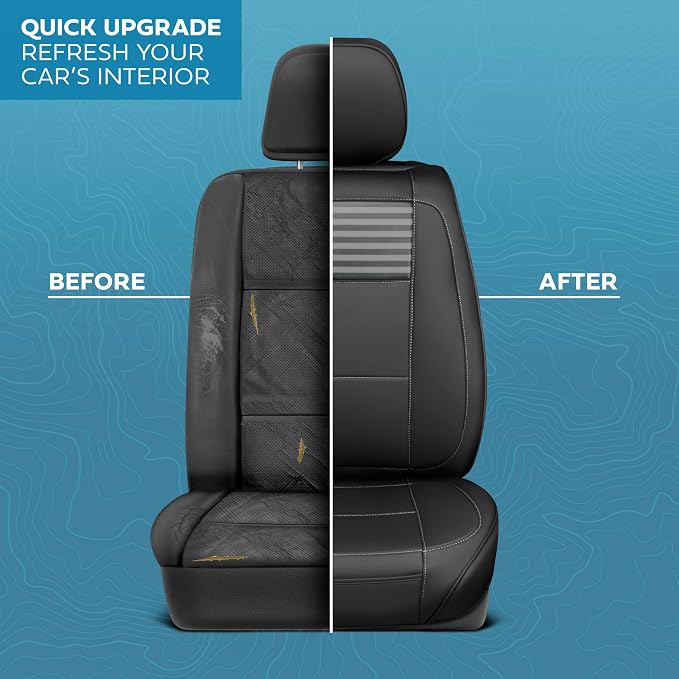 MotorBox American Black Flag Seat Covers for Trucks, Cars, & SUV - Napa Leather US Car Seat Covers American Flag Truck Accessories - Car Seat Cover American Flag Car Accessories Car Seat Protector