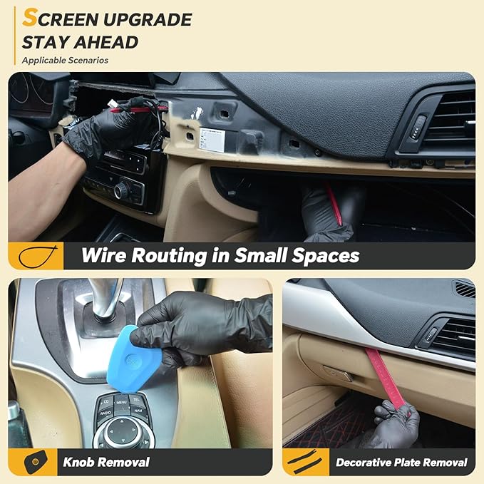 Ratchet Screwdriver 7 PCS Auto Trim Removal Tool Kit, No-Scratch Car Interior Disassembly Set for Dash Radio Audio CarPlay Screen Upgrade & Reverse Camera Installation