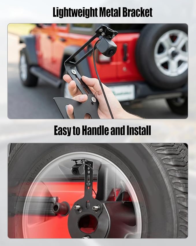 Spare Tire Backup Camera Fit for Jeep Wrangler JK JKU Rubicon Commander Patriot Liberty 2007-2018, Flexible Mount, Adjustable Rear View and Waterproof