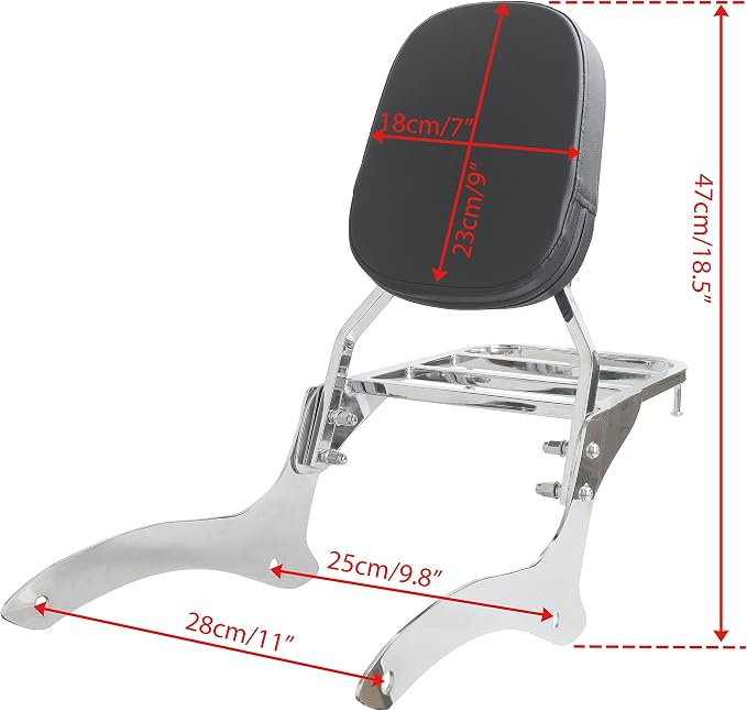 Sissy Bar & Rack Fits for Yamaha V Star XVS 1100 Classic Dragstar | Passenger Backrest & Luggage Rack 2000-2011 V Star XVS 1100 Classic Dragstar XVS 1100 Classic Chrome