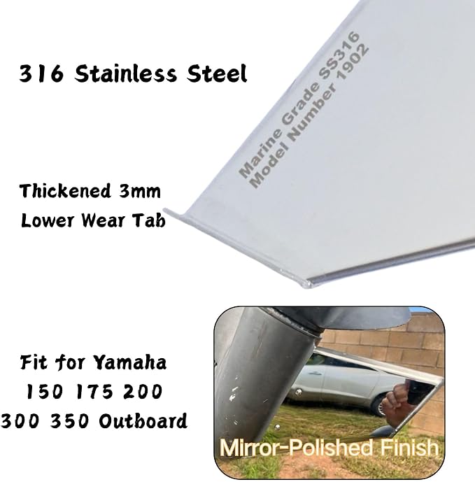27151 Outboard Skeg Protector Guard for Yamaha 150 175 200 300 350 HP Motor | SeaSierra-5002 Lower Unit Skeg Cover, Damage Repair, Marine Grade 316 Stainless Steel