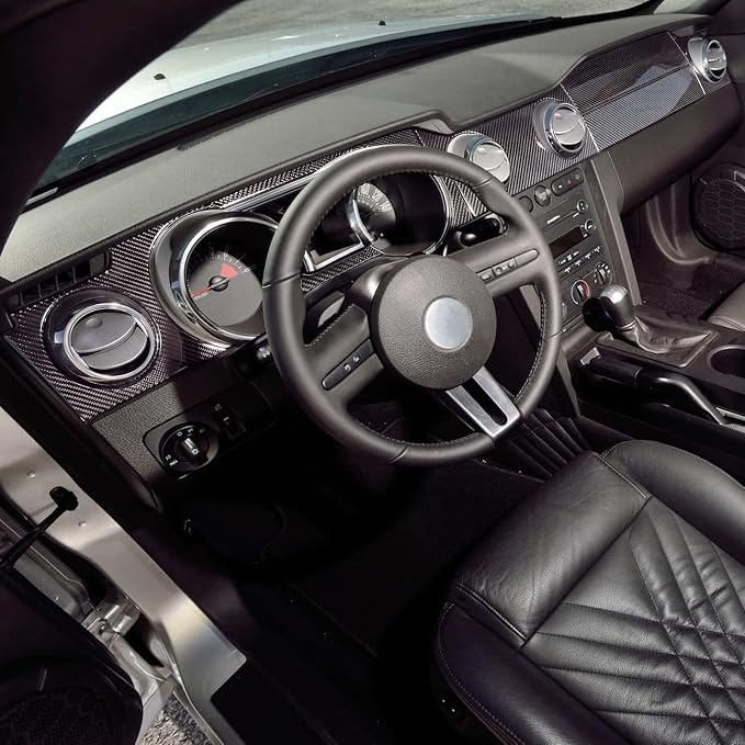 Real Carbon Fiber Dashboard Panel Trim Compatible with Ford Mustang 2005-2009, Interior Decor Sticker Accessories