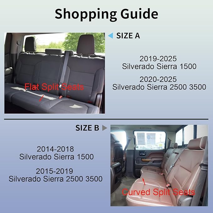 RISINGSTAR Silverado Sierra Faux Leather Seat Covers, Fit for 2019-2026 Chevy Silverado GMC Sierra 1500 and 2020-2026 2500HD 3500HD Crew Cab(Full Set, Black&Gray)