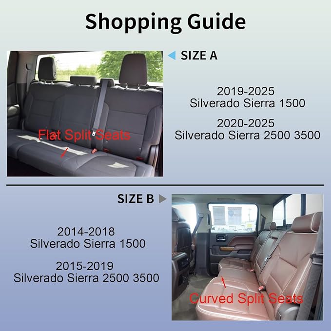 RISINGSTAR Silverado Sierra Faux Leather Seat Covers, Fit for 2019-2026 Chevy Silverado GMC Sierra 1500 and 2020-2026 2500HD 3500HD Crew Cab(Full Set, Black&Red)