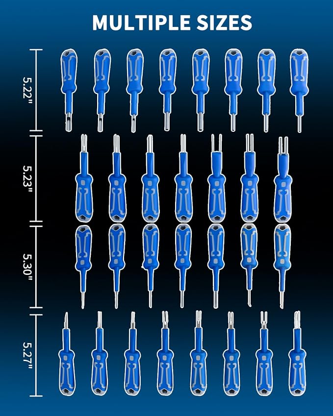 DPTOOL 30Pcs Electrical Terminal Removal Tool Kit Automotive Universal Pin Extractor Connector Separator Set Suitable with 132.5MM 132.88MM 134.7MM 133.8MM Four Size for Most Vehicle Models