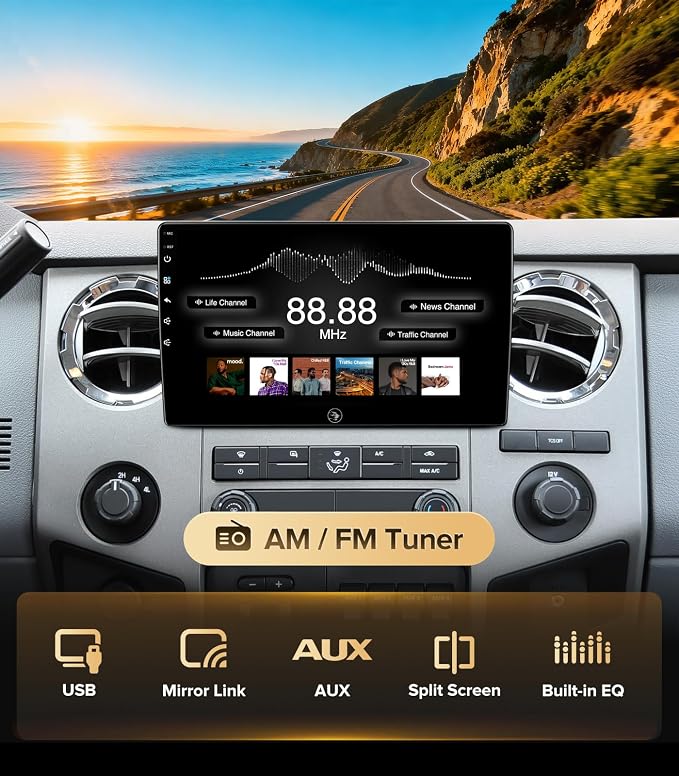 10 Inch for Ford F150 Radio 2004-2008, F250/F350/450/550 2008-2016 Radio Upgrade Wireless CarPlay Android Auto, Plug and Play, 5G Wi-Fi, Bluetooth 5.0 QLED Touch Screen Car Stereo