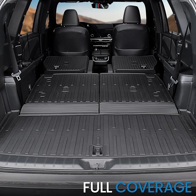 Cargo Mat with Backrest Mats for 2024 2025 2026 Lexus TX 350/500h/550h+, Fit with Subwoofer, All Weather TPE Protectors Cargo Liner Accessories for TX350/TX500h/TX550h+